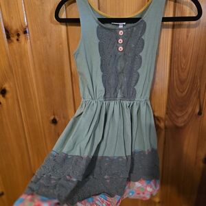 Charming Green and Gray Kids Dress